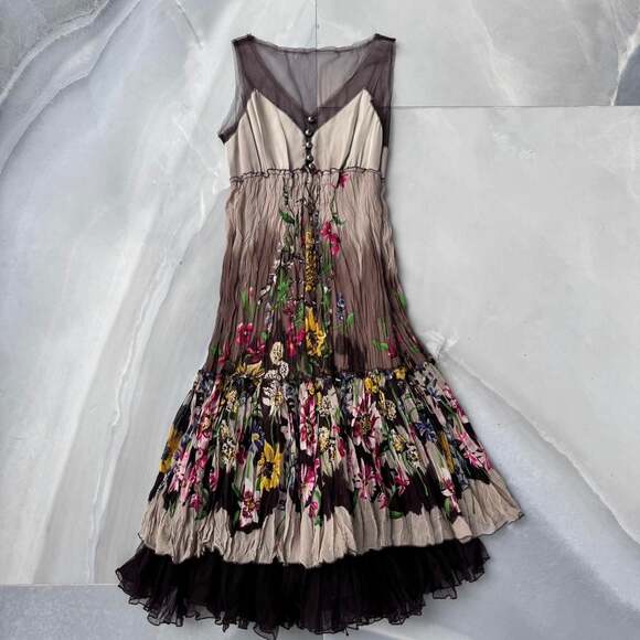 BCBG Dresses & Skirts - BCBGMAXAZRIA Silk Floral Boho Crinkle Dress